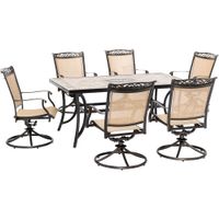 Fontana 7pc: 6 Sling Swivel Rockers, 40x68" Tile Top Table