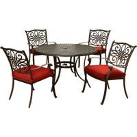 Traditions 5pc: 4 Dining Chairs, 48" Round Cast Table