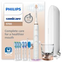 Philips Sonicare DiamondClean Smart Electric Rechargeable toothbrush with Charging Travel Case and 8 Brush Heads - Rose Gold