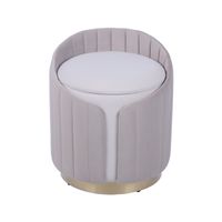 Techni Home Plush Velvet Vanity Stool Ottoman with Storage, Taupe