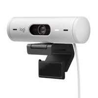 Logitech Brio 500 Full HD Webcam with Auto Light Correction Auto-Framing Show Mode Dual Noise Reduction Mics Webcam Privacy Cover Works with Microsoft Teams Google Meet Zoom - Off-white - webcam