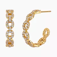 The Iced Link Huggy Hoop Earrings - Sterling Silver