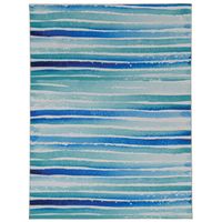 Wregan Ivory And Blue 5X7 Washable Area Rug