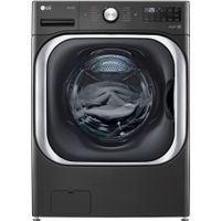 LG - 5.2 Cu. Ft. High-Efficiency Stackable Smart Front Load Washer with Steam and TurboWash - Black Steel