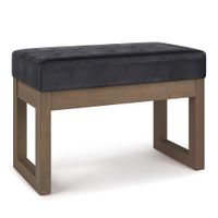 Simpli Home - Milltown Footstool Small Ottoman Bench - Distressed Black