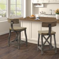 Tatum Oak/Silver Counter Stool with Back