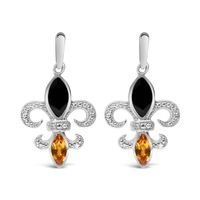 .925 Sterling Silver Marquise Cut Onyx a...