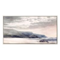 Blue/Pink Moody Coast Hand Embellished Landscape Framed Canvas Wall Art See below