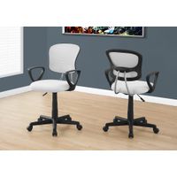 Office Chair/ Adjustable Height/ Swivel/ Ergonomic/ Armrests/ Computer Desk/ Work/ Juvenile/ Metal/ Mesh/ White/ Black/ Contemporary/ Modern