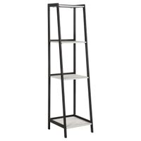 Pinckard 4-shelf Ladder Bookcase Grey Stone and Black