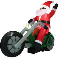 Fraser Hill Farm 6-Ft. Wide Prelit Motorcycle Santa Inflatable