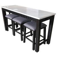 ACME Necalli 4Pc Pack Counter Height Table Set, Natural Marble Top & Weathered Espresso