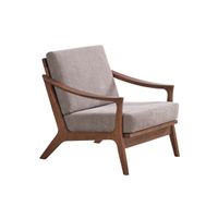 ACME Lide Accent Chair, Light Brown Fabric & Brown Finish