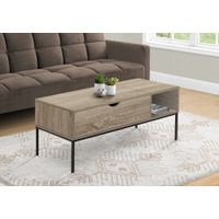 Coffee Table - 42"L / Lift-Top Dark Taupe / Black Metal