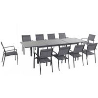 Naples 11pc Dining Set: 10 Sling Back Chairs, 1 Aluminum Table
