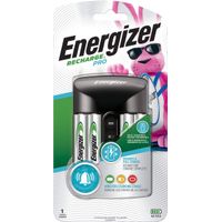 Energizer - Rechargeable AA and AAA Battery Charger (Recharge Pro) with 4 AA NiMH Rechargeable Batteries