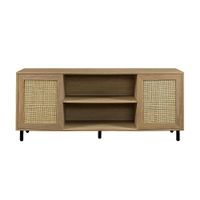 Walker Edison - Boho 2-Door Rattan TV Stand for TVs up to 60 - Coastal Oak