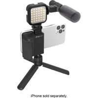 Digipower - Follow ME Vlogging Kit for Phones and Cameras - Includes Microphone, LED light, Bluetooth remote, phone grip and tripod - Black