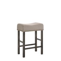 ACME Martha II Counter Height Stool (Set-2), Tan Linen & Weathered Gray