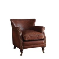ACME Leeds Accent Chair, Vintage Dark Brown Top Grain Leather