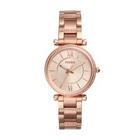 Fossil - Ladies Carlie Rose Gold-Tone Crystal Bracelet Watch Rose Gold Dial