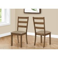 Dining Chair/ Set Of 2/ Side/ Upholstered/ Kitchen/ Dining Room/ Fabric/ Wood Legs/ Brown/ Beige/ Transitional