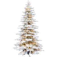 Fraser Hill Farm 10.0' Pine Valley Snow Flocked Tree, Clear LED Lights, Easy Connect