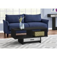 Coffee Table/ Accent/ Cocktail/ Rectangular/ Storage/ Living Room/ 42" L/ Drawer/ Laminate/ Black/ Grey/ Contemporary/ Modern