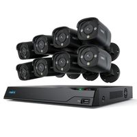 Reolink - 8MP 16-ch 8 Bullet PoE Cameras with Smart Detection & Soptlight NVR System - Black & White