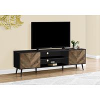 TV Stand - 72"L / Black With 2 Wood-Look Doors