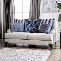 Transitional Chenille Loveseat in Light ...