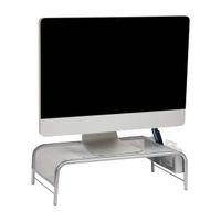 Mind Reader - Monitor Stand, Ventilated Laptop Riser, Desktop Organizer, Side Storage, Metal Mesh, 20"L x 11.5"W x 5.5"H - Silver