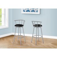 Barstool - 2Pcs / 36"H / Swivel / Silver Metal