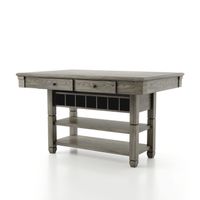 Transitional Gray Wood Top Counter Height Dining Table