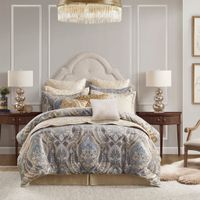 Blue/Grey Julius 4 Piece Comforter Set Queen