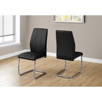 Dining Chair/ Set Of 2/ Side/ Upholstered/ Kitchen/ Dining Room/ Pu Leather Look/ Metal/ Black/ Chrome/ Contemporary/ Modern