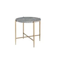 ACME Tainte End Table, Engineering Stone Top & Champagne Finish