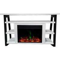 53-In. Sawyer Industrial Electric Fireplace Mantel with Enhanced Log Display and Color Changing Flames, White and Black