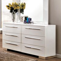 Contemporary Wood 6-Drawer Dresser in Glossy White