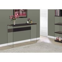 Accent Table/ Console/ Entryway/ Narrow/ Sofa/ Living Room/ Bedroom/ Tempered Glass/ Laminate/ Brown/ Clear/ Contemporary/ Modern