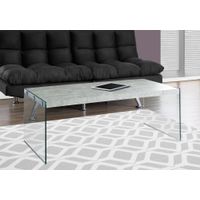 Coffee Table/ Accent/ Cocktail/ Rectangular/ Living Room/ 44"L/ Tempered Glass/ Laminate/ Grey/ Clear/ Contemporary/ Modern