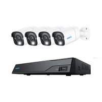 Reolink 12MP Security Camera System Outdoor 8CH 2TB NVR  4 PoE Wired Cameras with 2-Way Audio - White