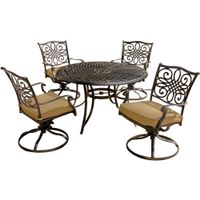 Traditions 5pc: 4 Swivel Rockers, 48" Round Cast Table