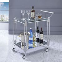 Contemporary Metal 2-Tier Serving Cart in Chrome