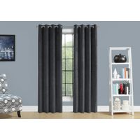 Curtain Panel/ 2pcs Set/ 54"W X 84"L/ Room Darkening/ Grommet/ Living Room/ Bedroom/ Kitchen/ Velvet/ Polyester/ Grey/ Contemporary/ Modern