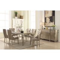 ACME Kacela Side Chair (Set-2), Synthetic Leather & Champagne Finish