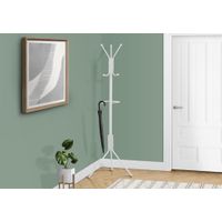 Coat Rack/ Hall Tree/ Free Standing/ Hanging Bar/ 6 Hooks/ Entryway/ 68"H/ Bedroom/ Metal/ White/ Contemporary/ Modern