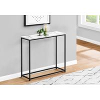 Accent Table/ Console/ Entryway/ Narrow/ Sofa/ Living Room/ Bedroom/ Metal/ Laminate/ White Marble Look/ Black/ Contemporary/ Modern