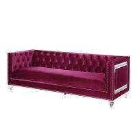 ACME Heibero Sofa w/2 Pillows, Burgundy Velvet