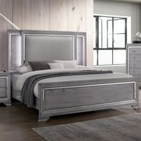 Contemporary Wood Queen Bed with LED Lig...